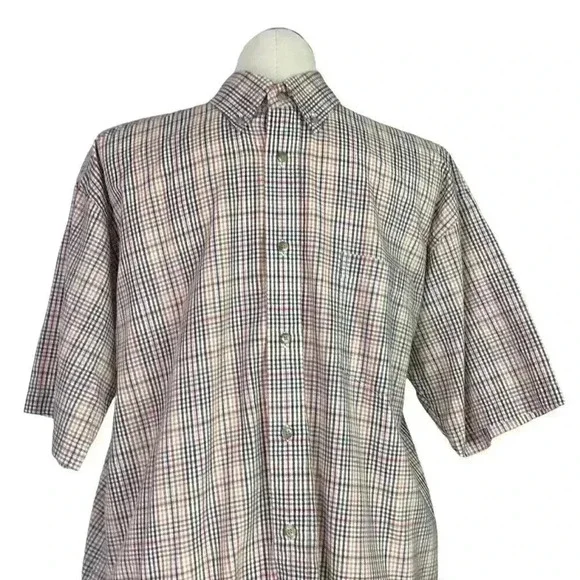 Foxfire Men L Plaid Button Down Shirt Reg Multi Cotton Blend Short Sleeve Pocket - Picture 2 of 6